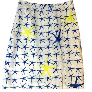 VTG VERSACE JEANS Couture RARE Starfish Print Skirt White Blue Yellow IT 44 30